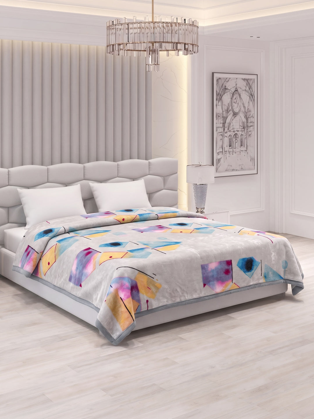 Printed Double Bed 2 Ply 600 GSM Blanket for Winter (Samuel Plus), Weight 3.15 kg