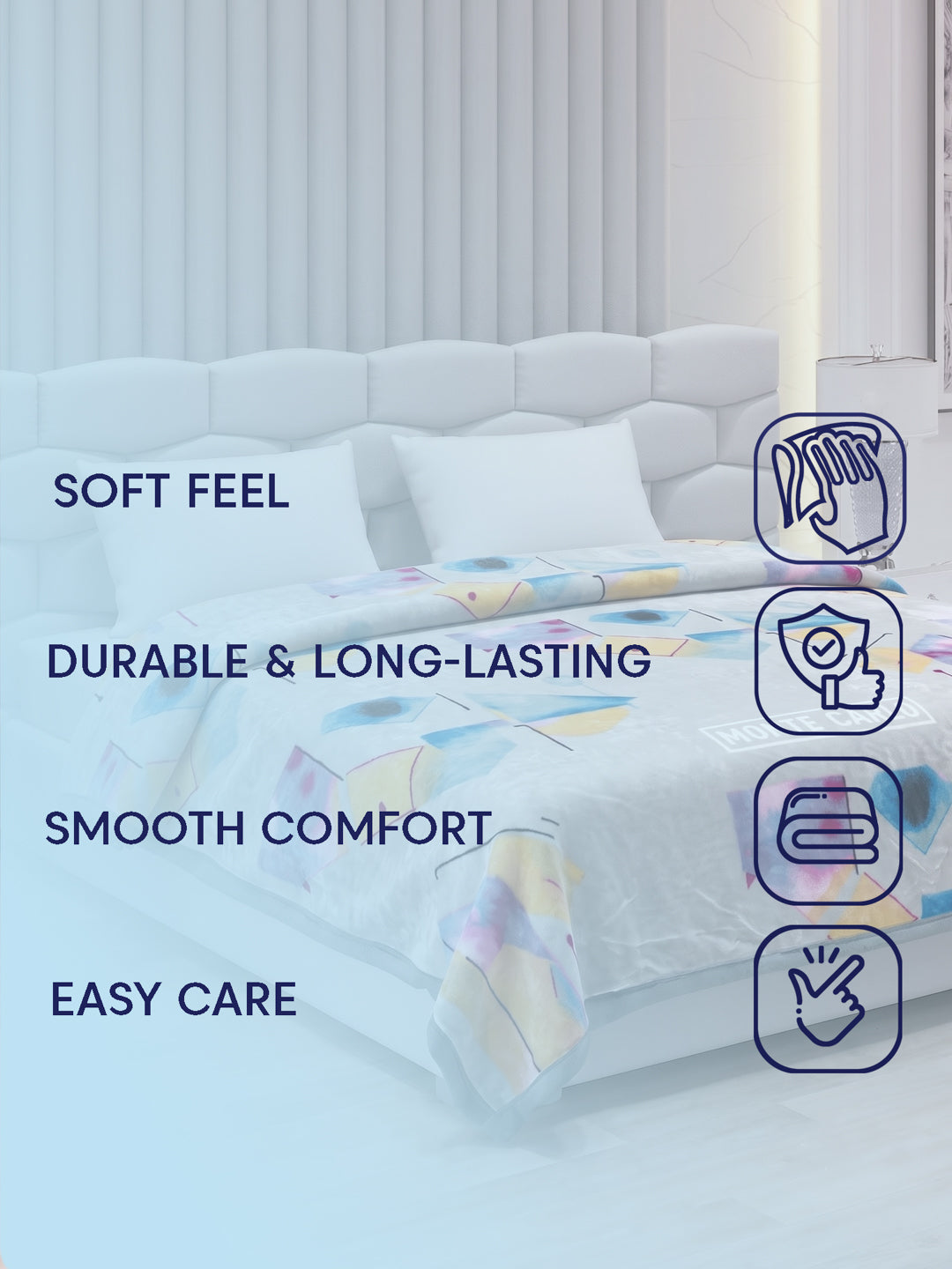 Printed Double Bed 2 Ply 600 GSM Blanket for Winter (Samuel Plus), Weight 3.15 kg