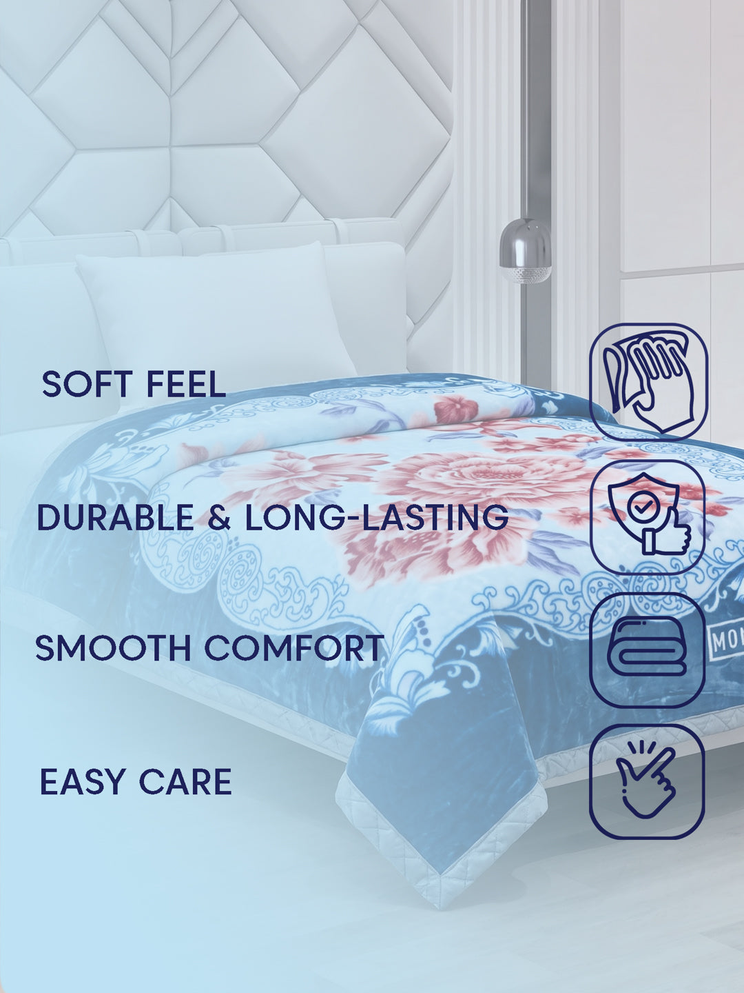 Printed Single Bed 1 Ply 850 GSM Blanket for Winter (Sarilia), Weight 3 kg