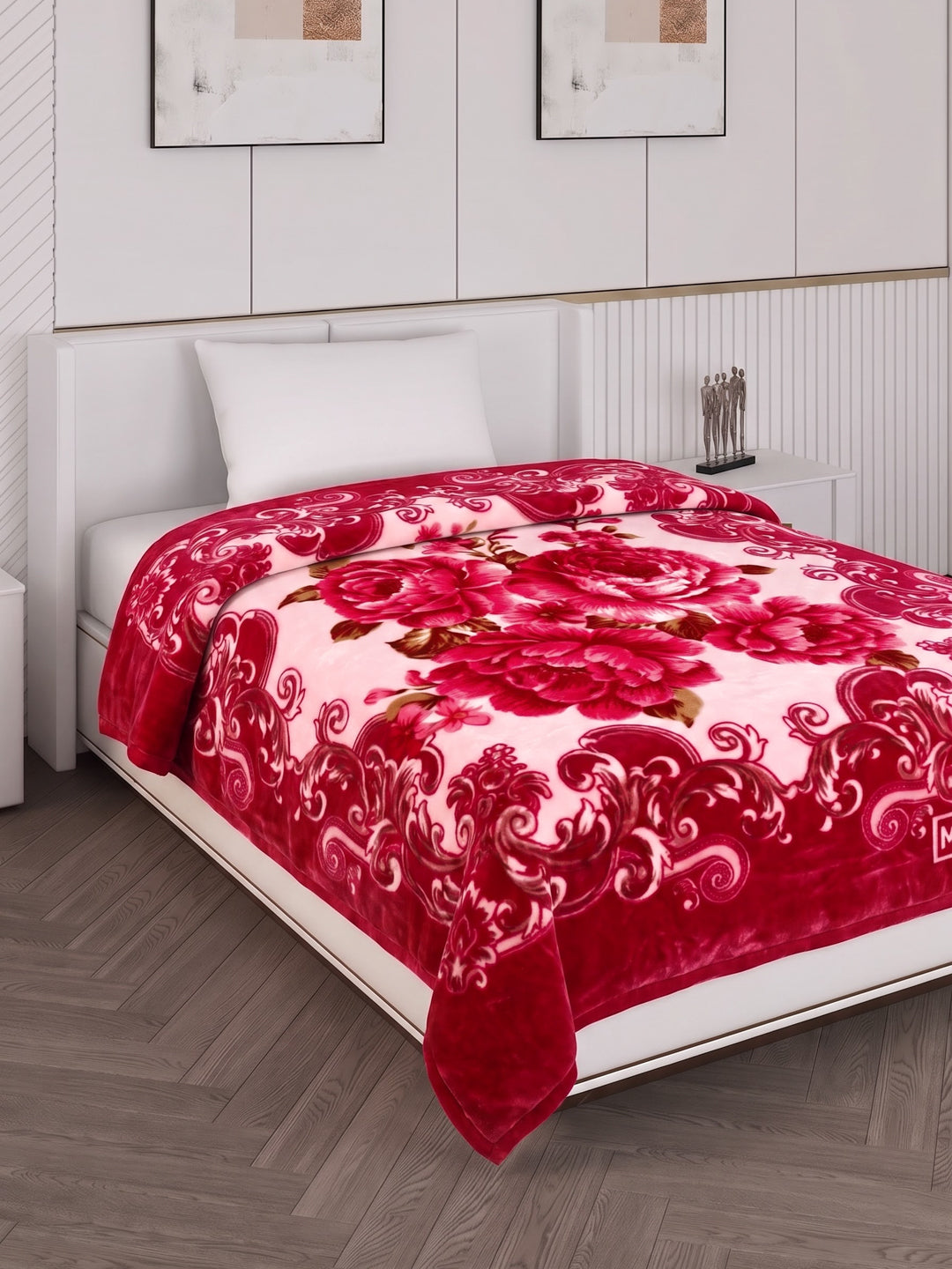 Printed Single Bed 1 Ply 850 GSM Blanket for Winter (Sarilia), Weight 3 kg