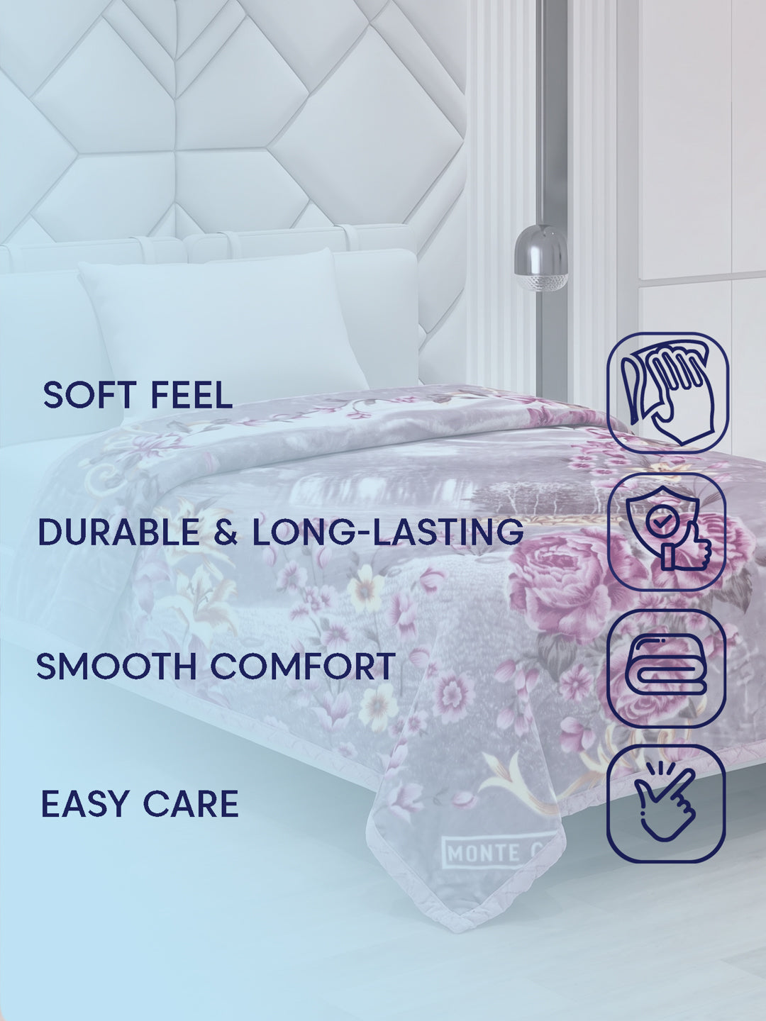 Printed Single Bed 1 Ply 850 GSM Blanket for Winter (Sarilia), Weight 3 kg