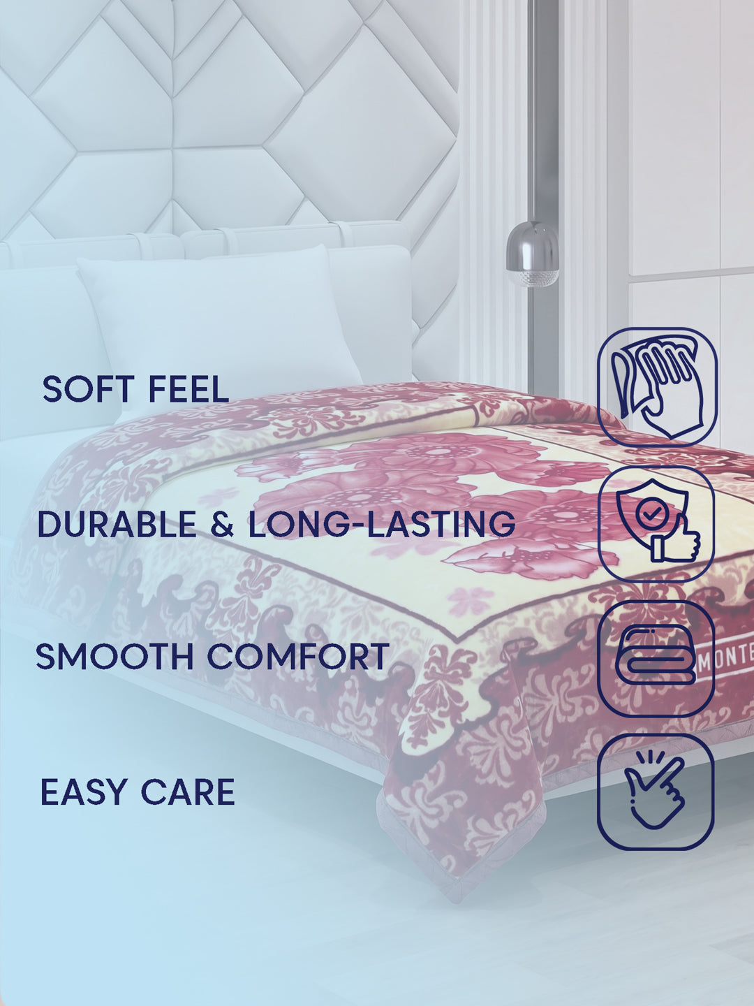 Printed Single Bed 1 Ply 850 GSM Blanket for Winter (Sarilia), Weight 3 kg