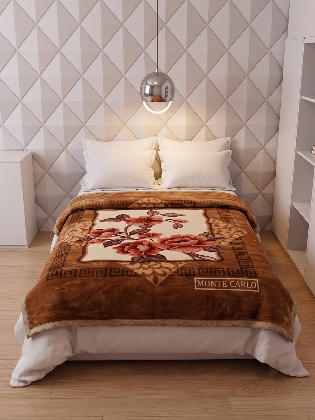 Printed Single Bed 1 Ply 850 GSM Blanket for Winter (Sarilia), Weight 3 kg
