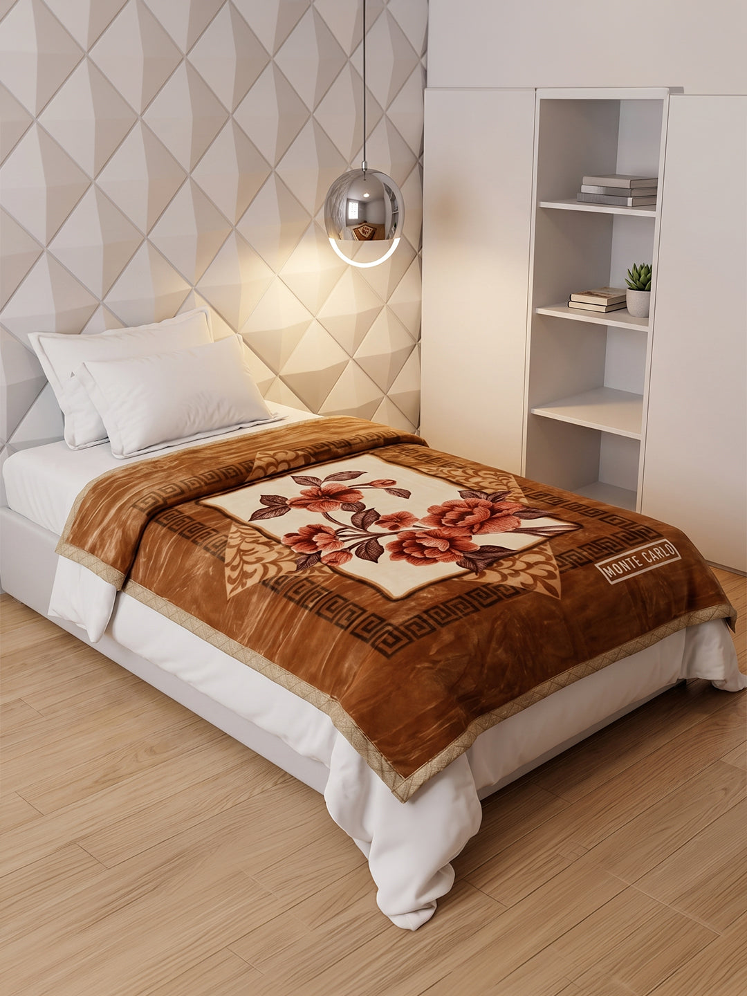 Printed Single Bed 1 Ply 850 GSM Blanket for Winter (Sarilia), Weight 3 kg