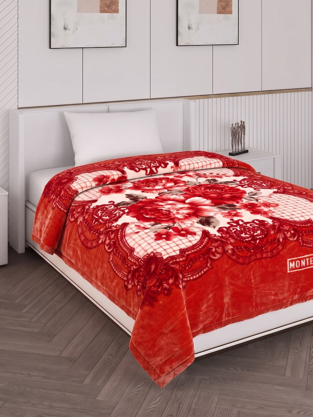 Printed Single Bed 1 Ply 850 GSM Blanket for Winter (Sarilia), Weight 3 kg