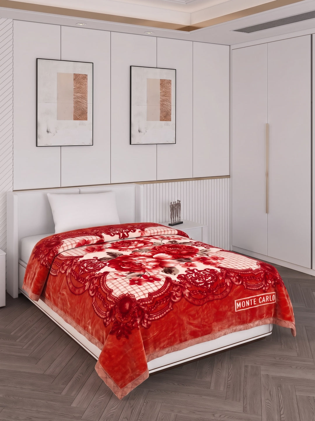 Printed Single Bed 1 Ply 850 GSM Blanket for Winter (Sarilia), Weight 3 kg