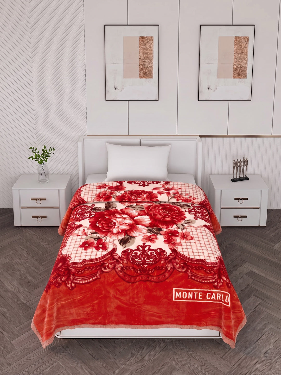 Printed Single Bed 1 Ply 850 GSM Blanket for Winter (Sarilia), Weight 3 kg