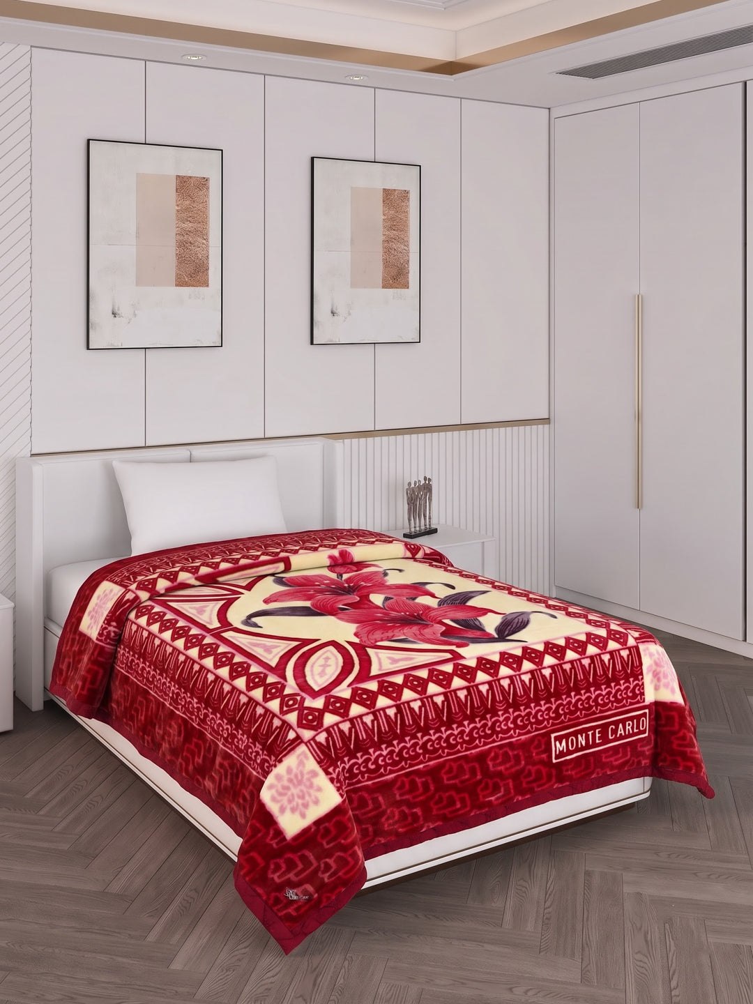 Printed Single Bed 1 Ply 850 GSM Blanket for Winter (Sarilia), Weight 3 kg