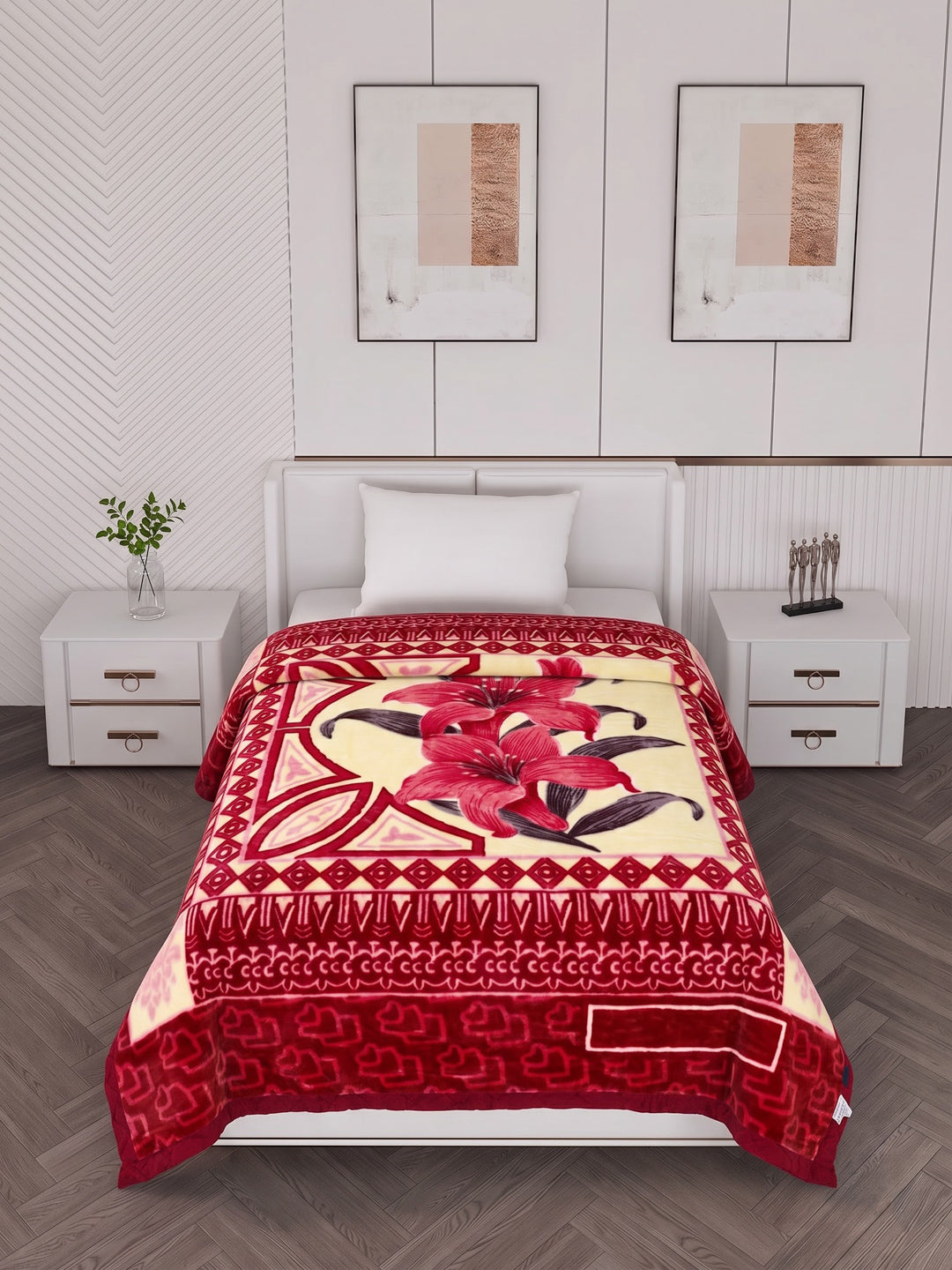 Printed Single Bed 1 Ply 850 GSM Blanket for Winter (Sarilia), Weight 3 kg