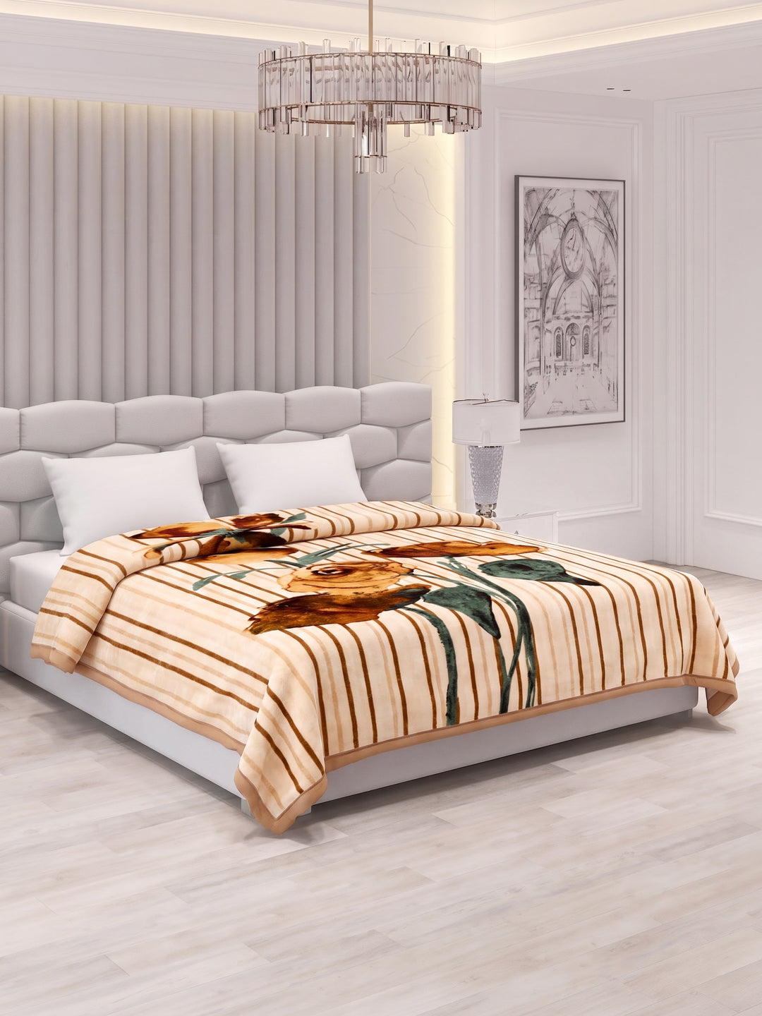 Printed Double Bed 2 Ply 950 GSM Blanket for Winter (Sensation), Weight 5 kg