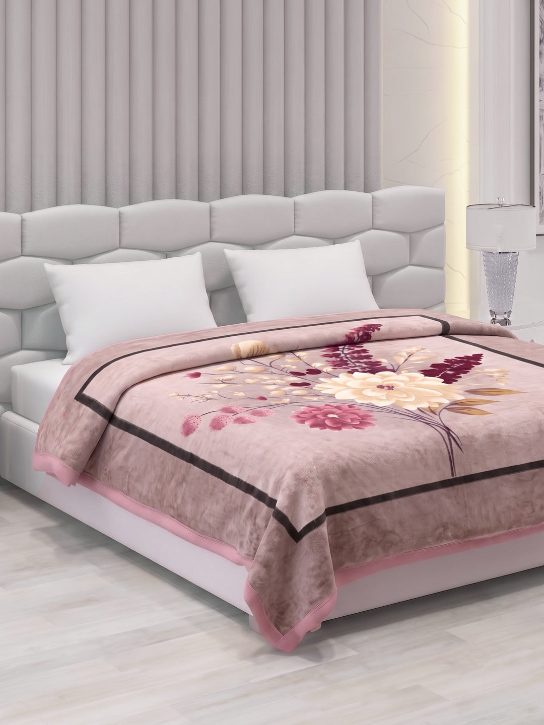 Floral Print Double Bed 3 Ply 890 GSM Blanket for Winter (Sissoo), Weight 4.7 kg