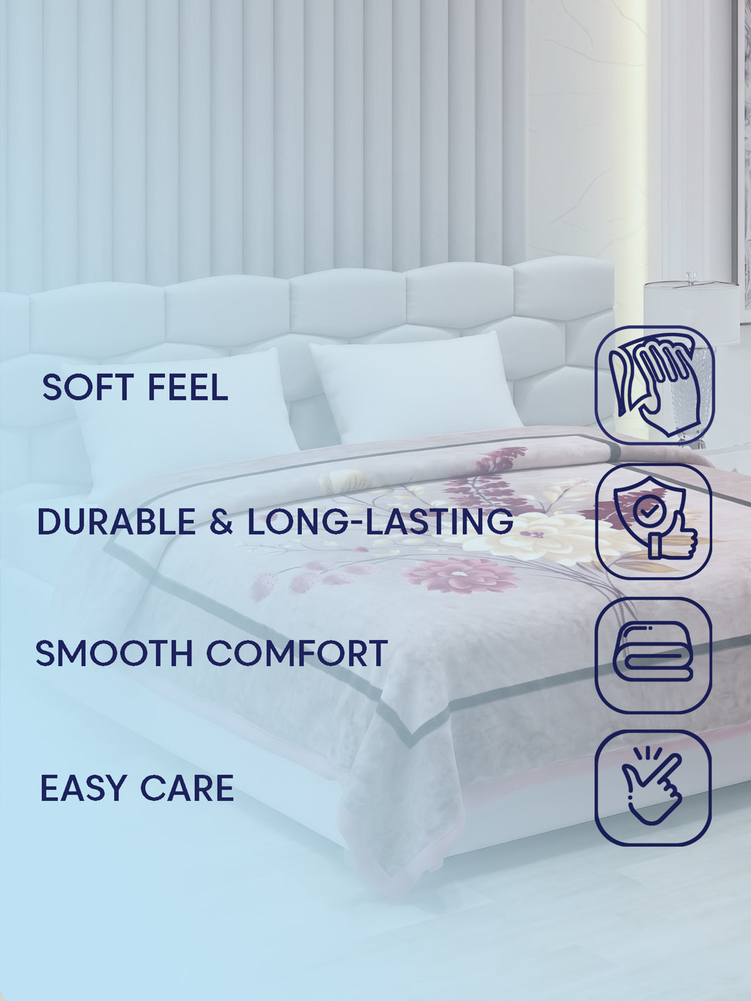 Floral Print Double Bed 3 Ply 890 GSM Blanket for Winter (Sissoo), Weight 4.7 kg