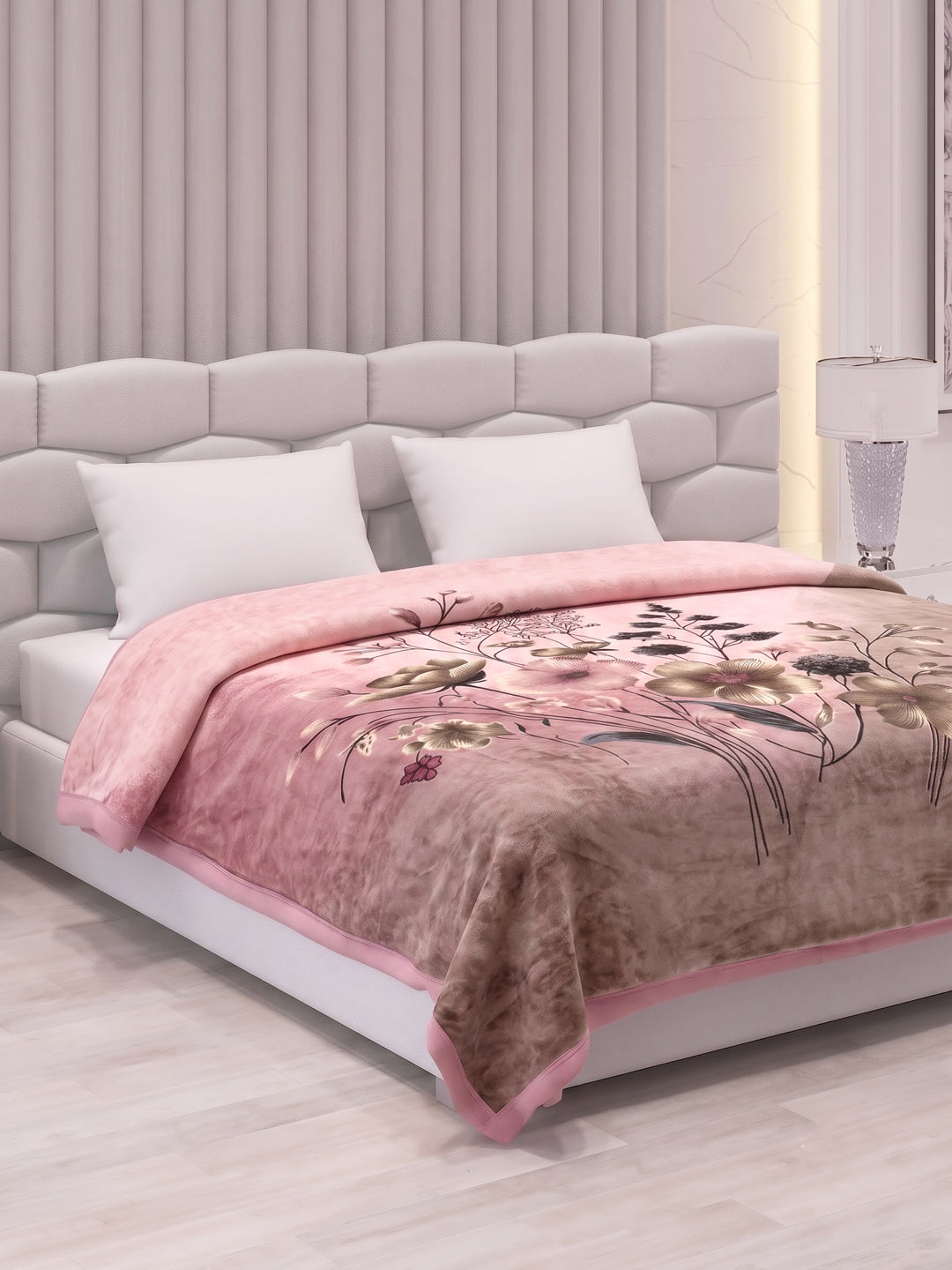 Floral Print Double Bed 3 Ply 890 GSM Blanket for Winter (Sissoo), Weight 4.7 kg