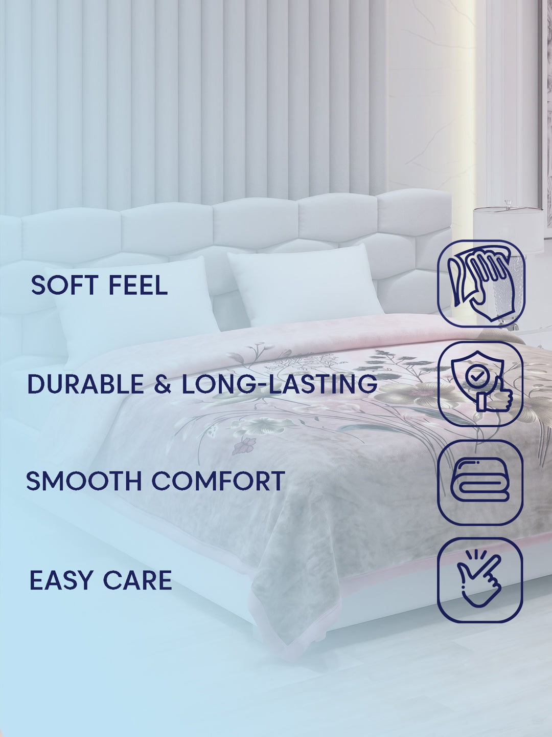 Floral Print Double Bed 3 Ply 890 GSM Blanket for Winter (Sissoo), Weight 4.7 kg
