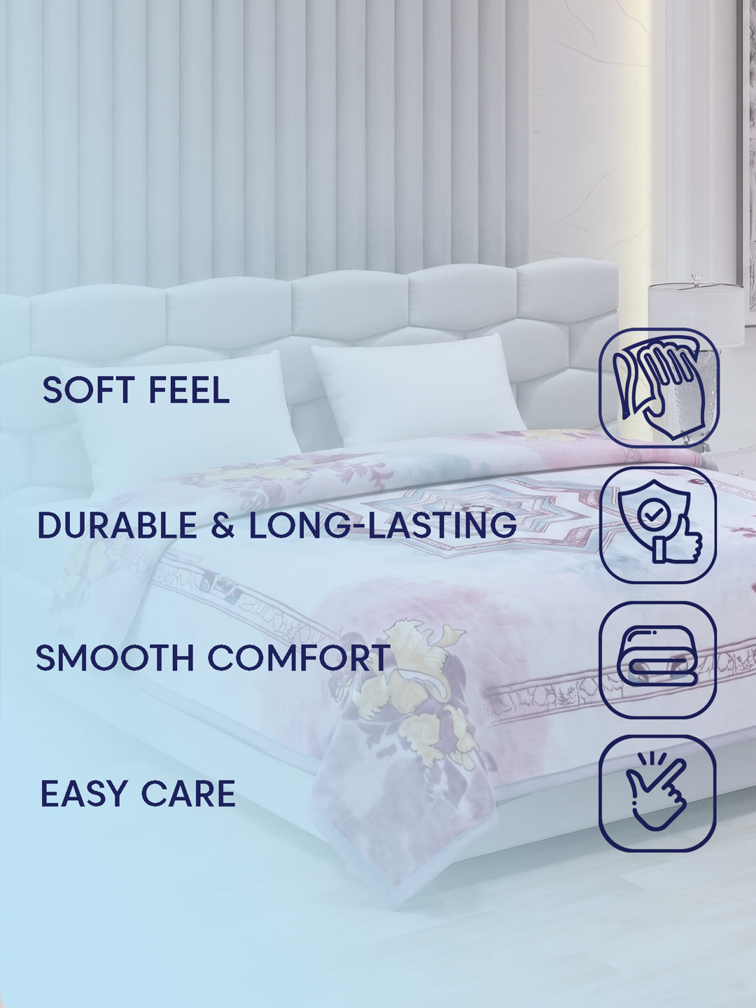 Floral Print Double Bed 3 Ply 890 GSM Blanket for Winter (Sissoo), Weight 4.7 kg