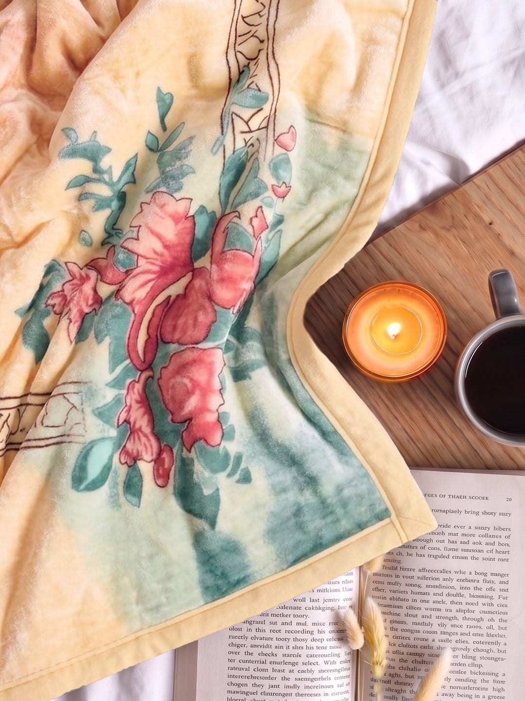 Floral Print Double Bed 3 Ply 890 GSM Blanket for Winter (Sissoo), Weight 4.7 kg