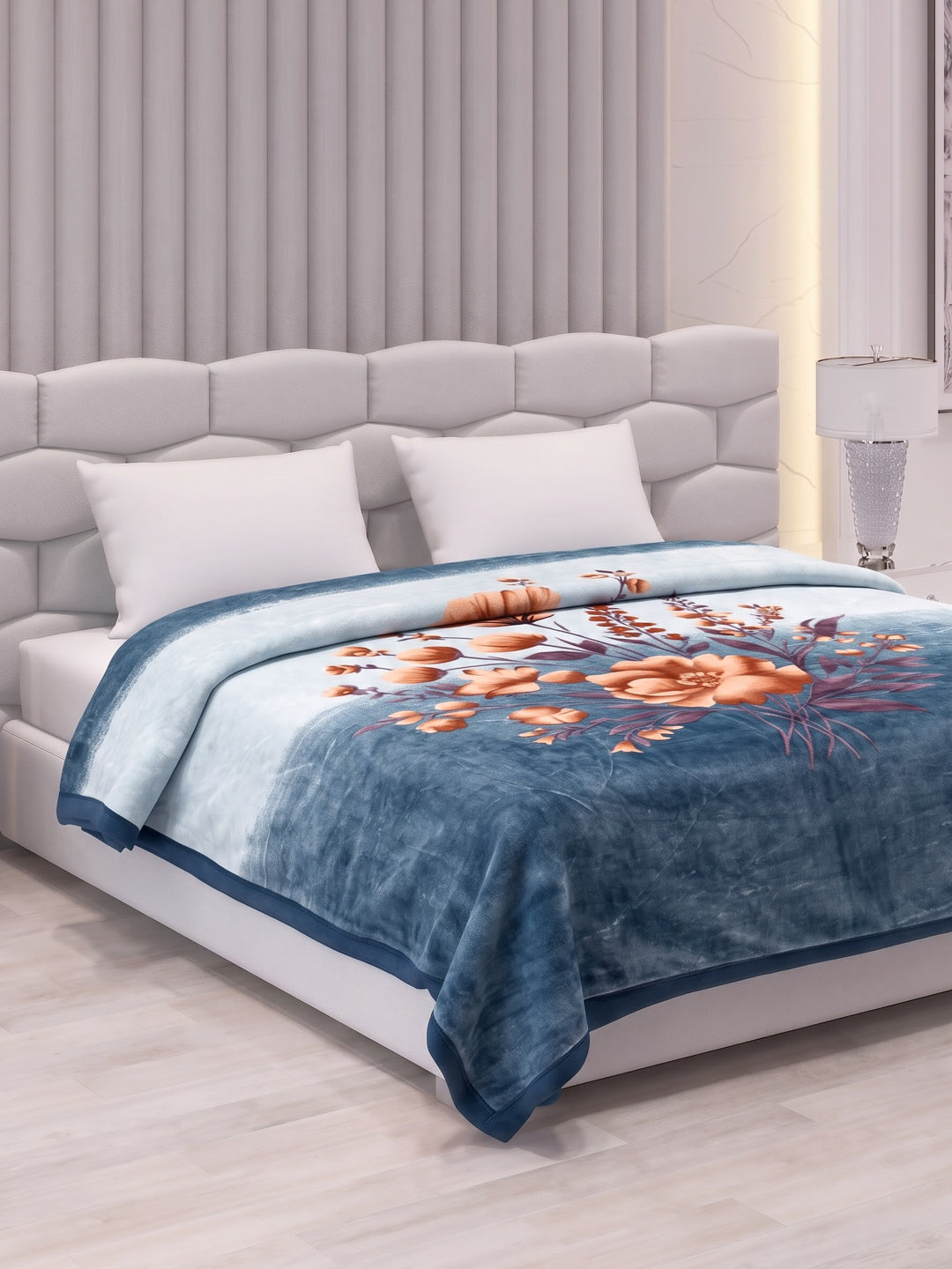 Floral Print Double Bed 3 Ply 890 GSM Blanket for Winter (Sissoo), Weight 4.7 kg