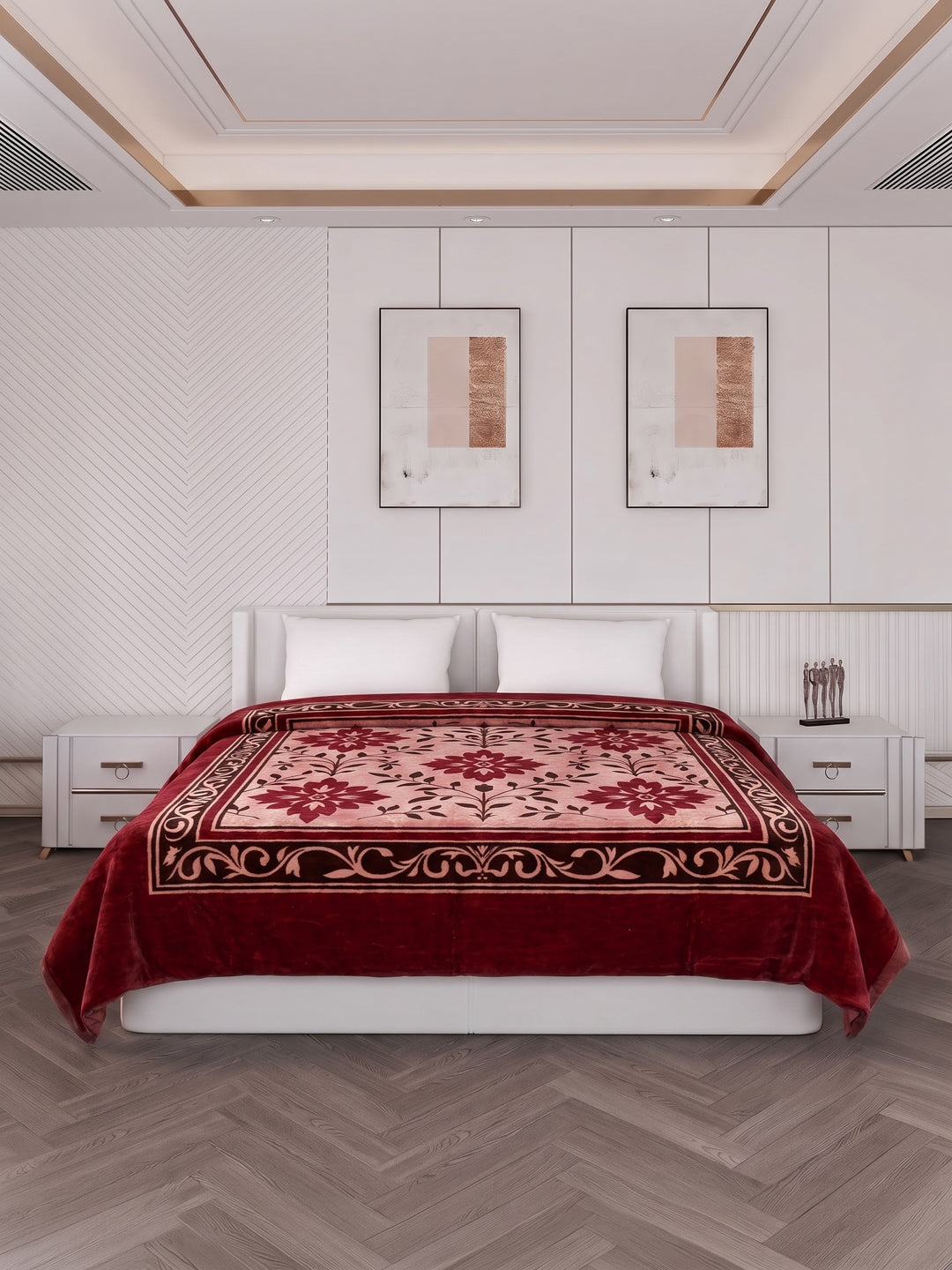 Printed Double Bed 2 Ply 800 GSM Blanket for Winter (Sanganeri), Weight 4.2 kg