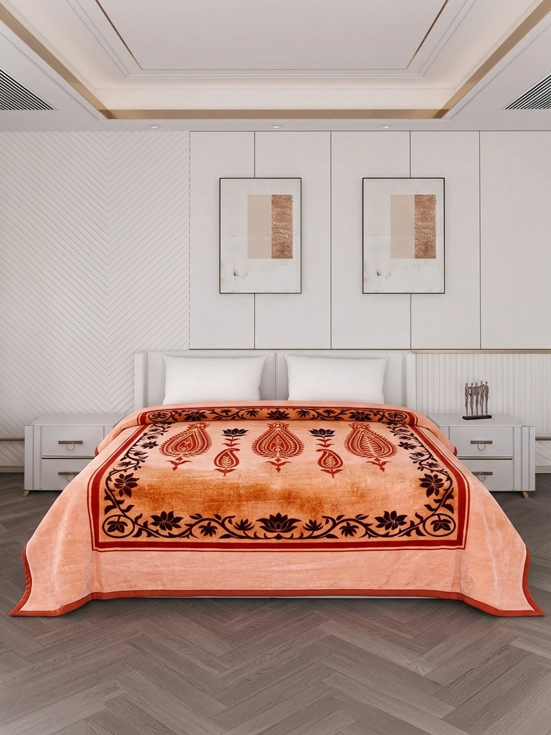 Printed Double Bed 2 Ply 800 GSM Blanket for Winter (Sanganeri), Weight 4.2 kg