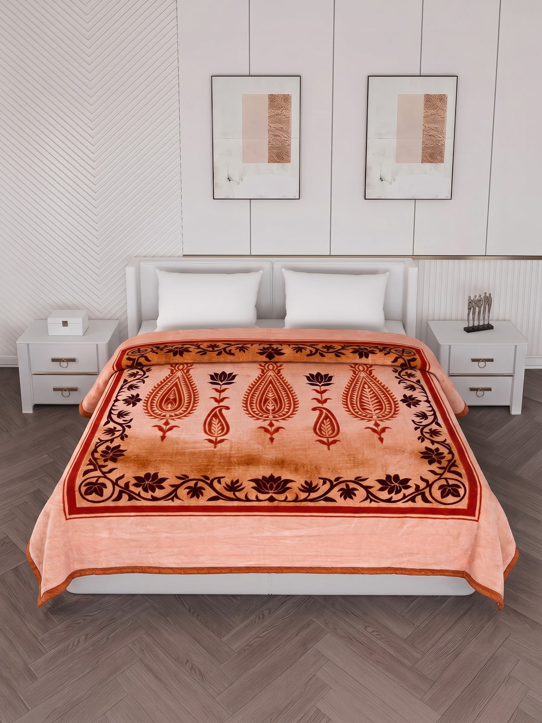 Printed Double Bed 2 Ply 800 GSM Blanket for Winter (Sanganeri), Weight 4.2 kg