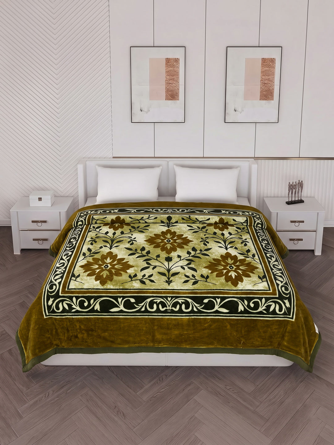 Printed Double Bed 2 Ply 800 GSM Blanket for Winter (Sanganeri), Weight 4.2 kg