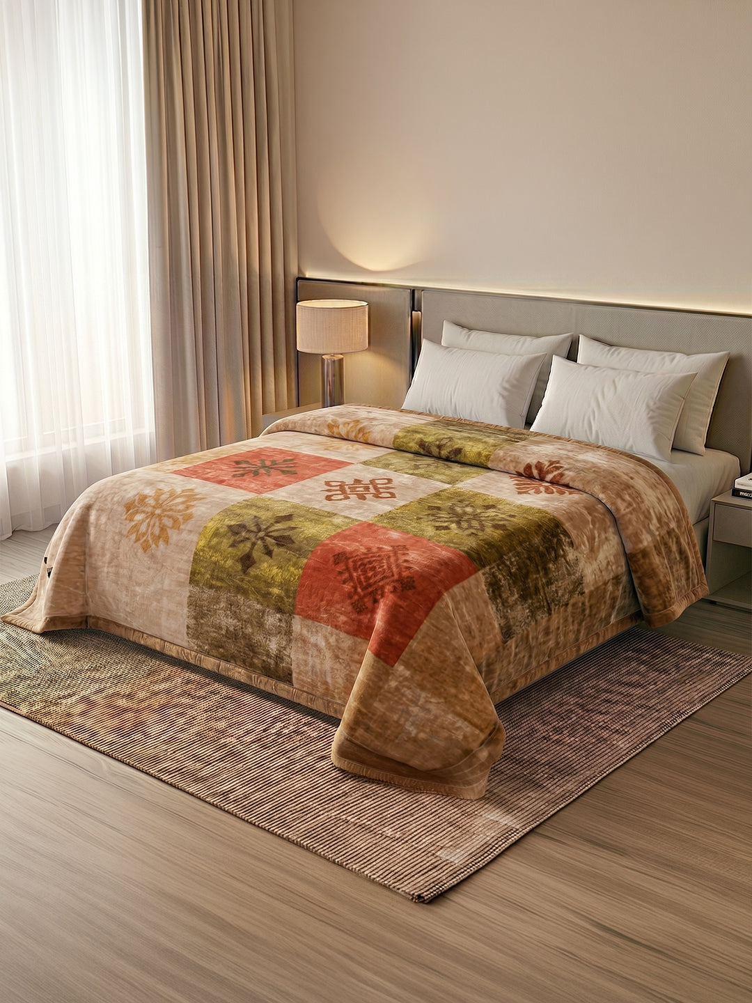 Printed Double Bed 2 Ply 800 GSM Blanket for Winter (Sanganeri), Weight 4.2 kg