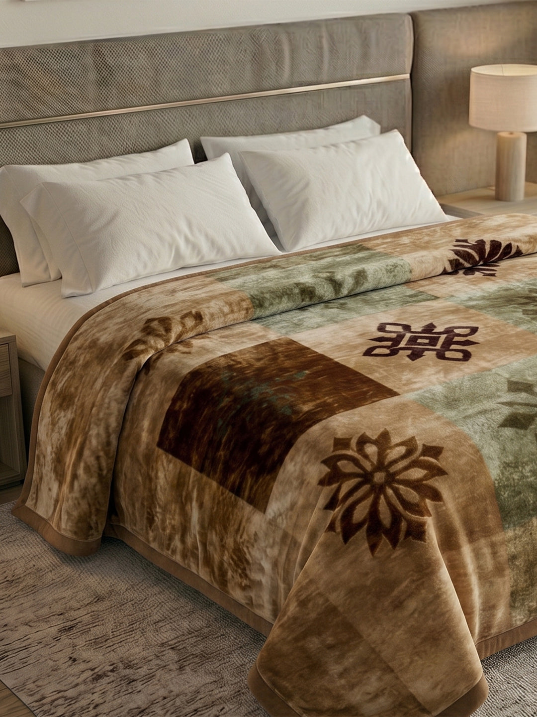 Printed Double Bed 2 Ply 800 GSM Blanket for Winter (Sanganeri), Weight 4.2 kg