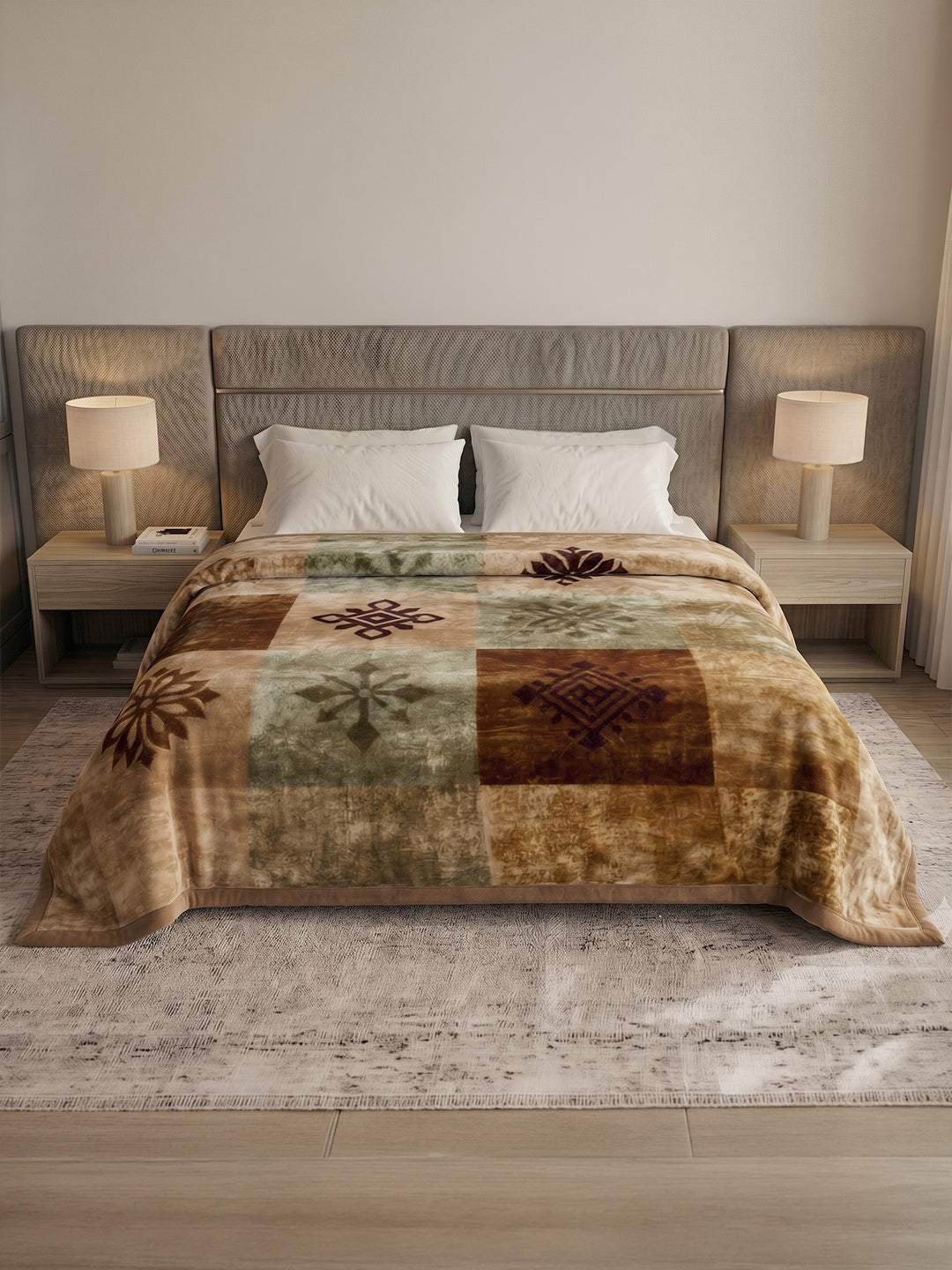 Printed Double Bed 2 Ply 800 GSM Blanket for Winter (Sanganeri), Weight 4.2 kg