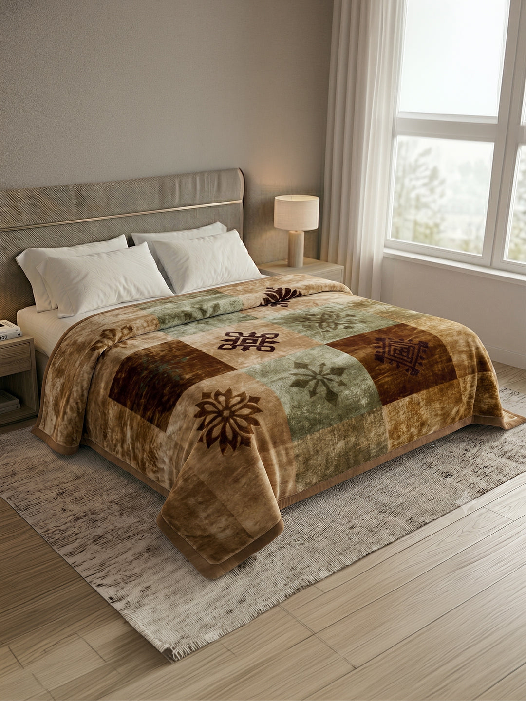 Printed Double Bed 2 Ply 800 GSM Blanket for Winter (Sanganeri), Weight 4.2 kg