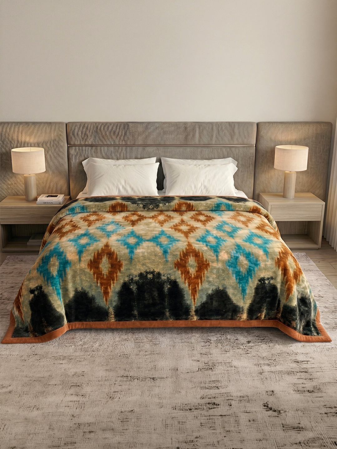 Printed Double Bed 2 Ply 800 GSM Blanket for Winter (Sanganeri), Weight 4.2 kg