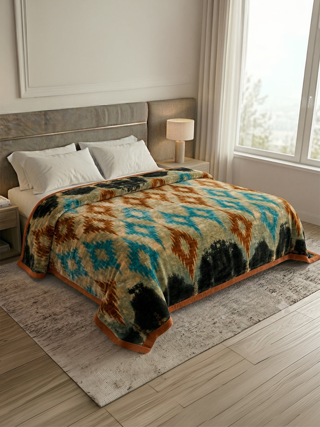 Printed Double Bed 2 Ply 800 GSM Blanket for Winter (Sanganeri), Weight 4.2 kg
