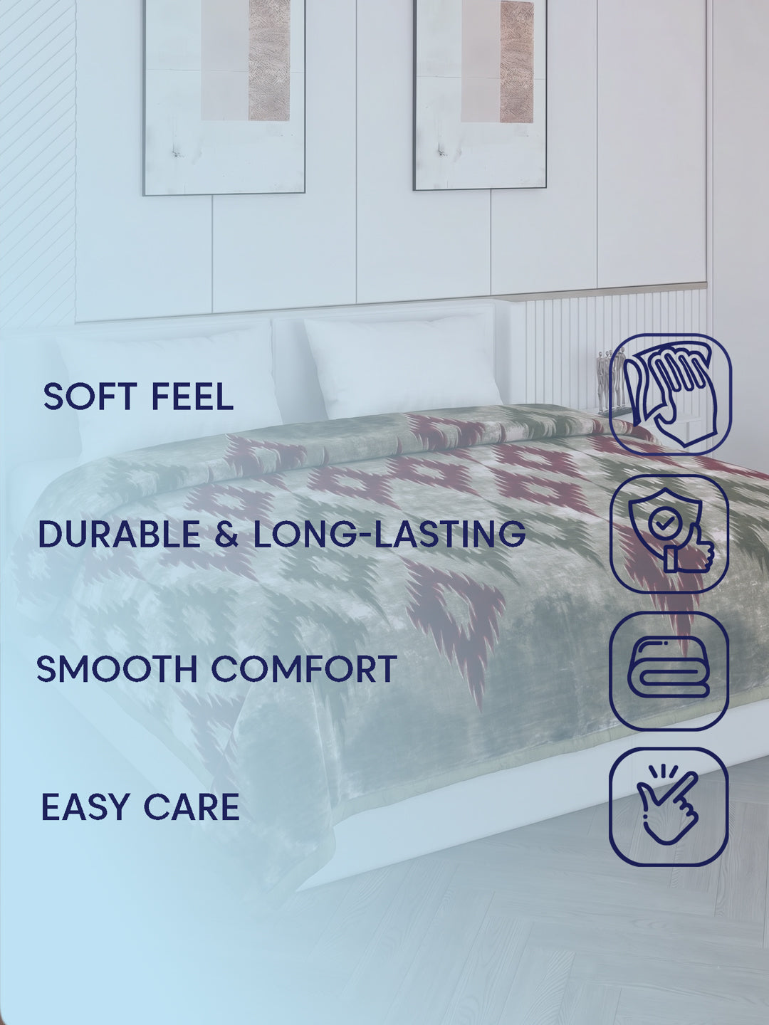 Printed Double Bed 2 Ply 800 GSM Blanket for Winter (Sanganeri), Weight 4.2 kg