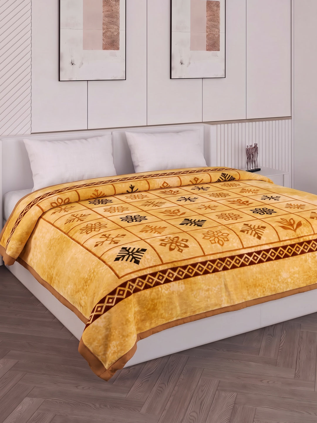 Printed Double Bed 2 Ply 800 GSM Blanket for Winter (Sanganeri), Weight 4.2 kg