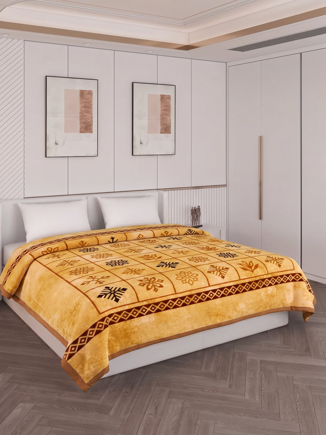Printed Double Bed 2 Ply 800 GSM Blanket for Winter (Sanganeri), Weight 4.2 kg