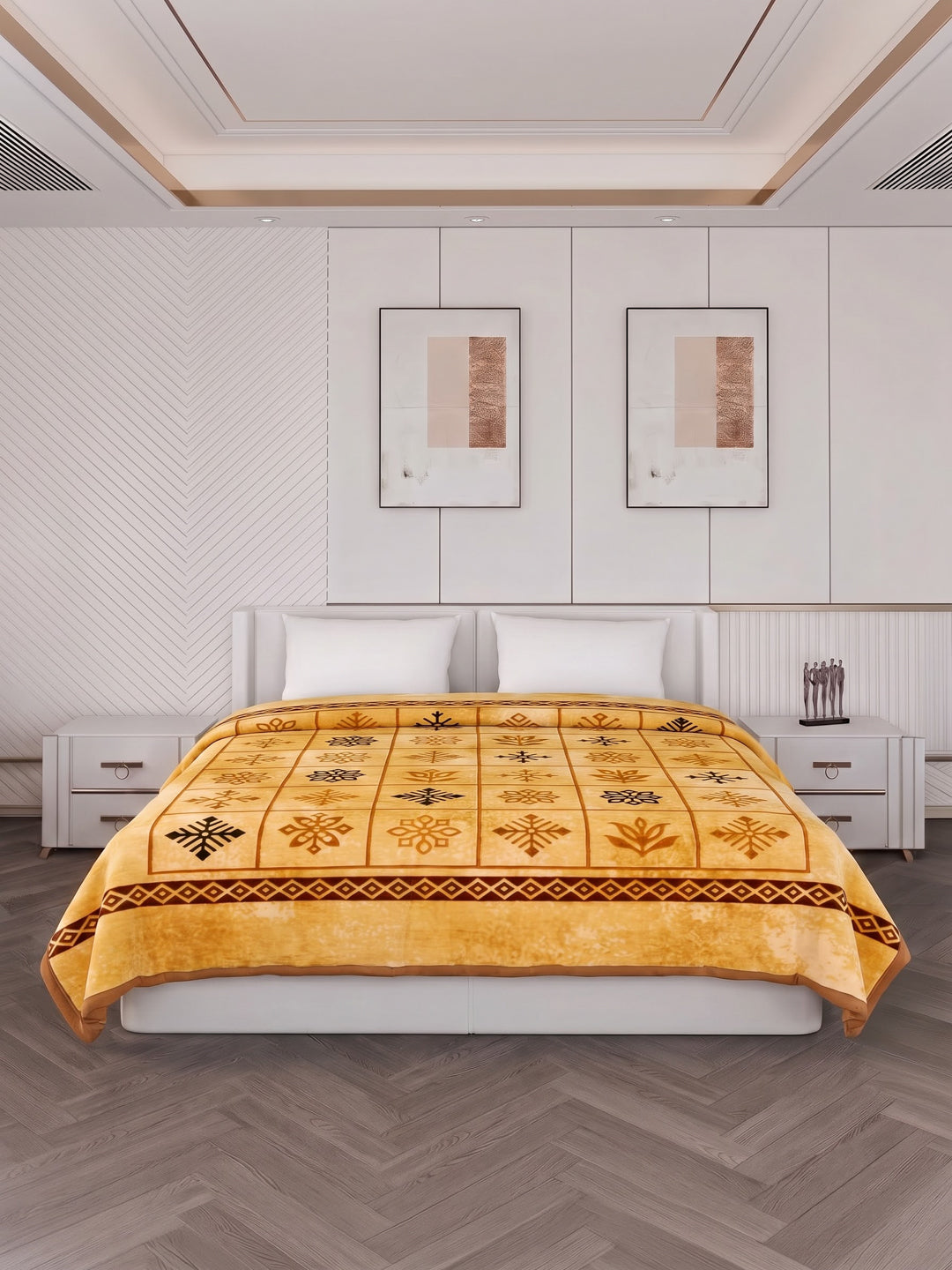 Printed Double Bed 2 Ply 800 GSM Blanket for Winter (Sanganeri), Weight 4.2 kg