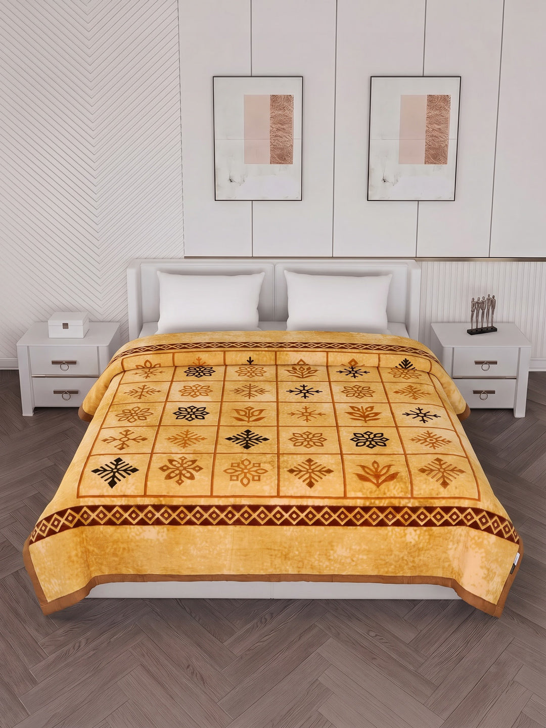 Printed Double Bed 2 Ply 800 GSM Blanket for Winter (Sanganeri), Weight 4.2 kg