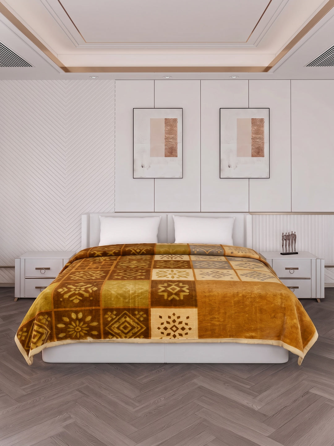 Printed Double Bed 2 Ply 800 GSM Blanket for Winter (Sanganeri), Weight 4.2 kg