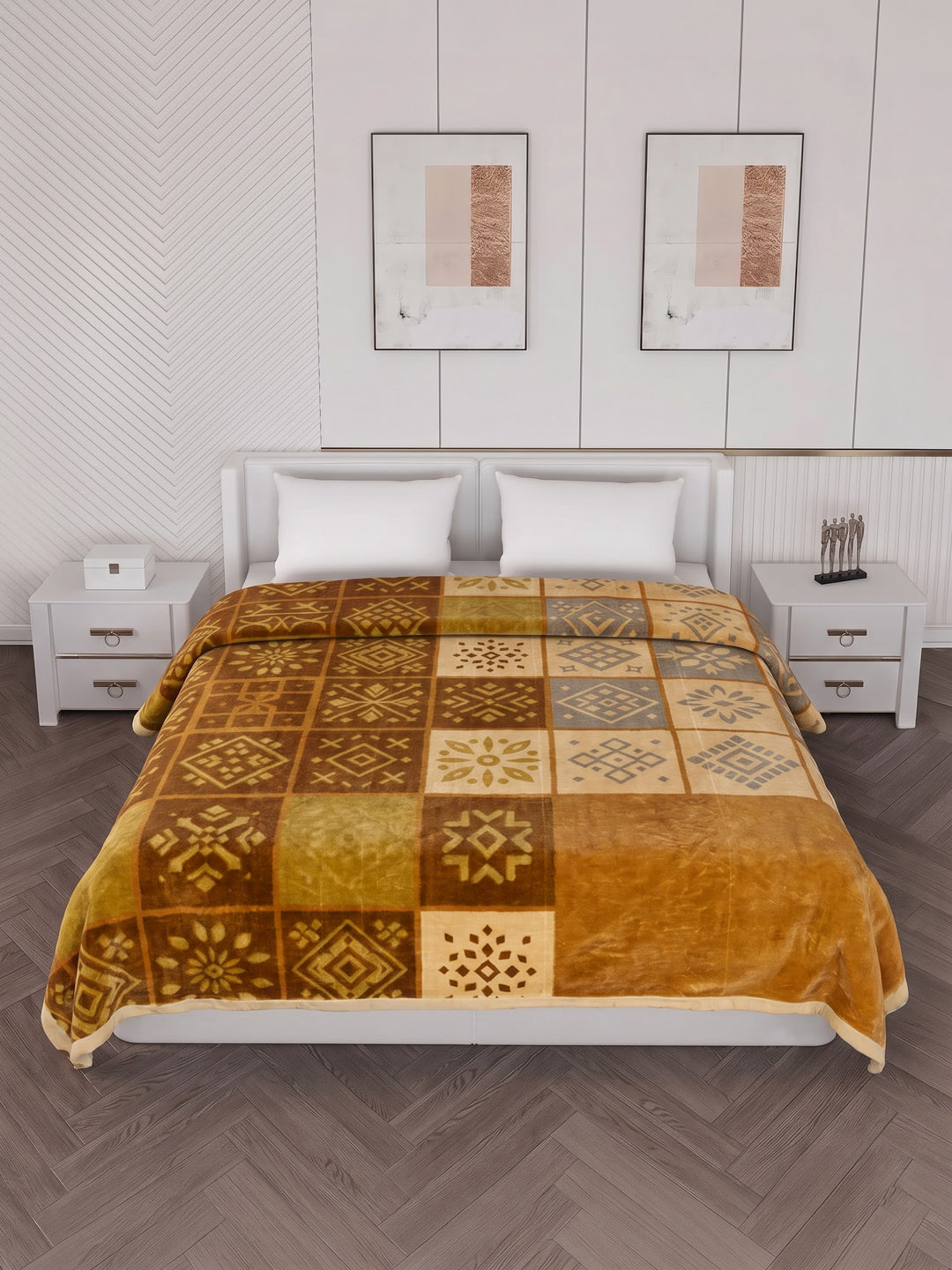 Printed Double Bed 2 Ply 800 GSM Blanket for Winter (Sanganeri), Weight 4.2 kg
