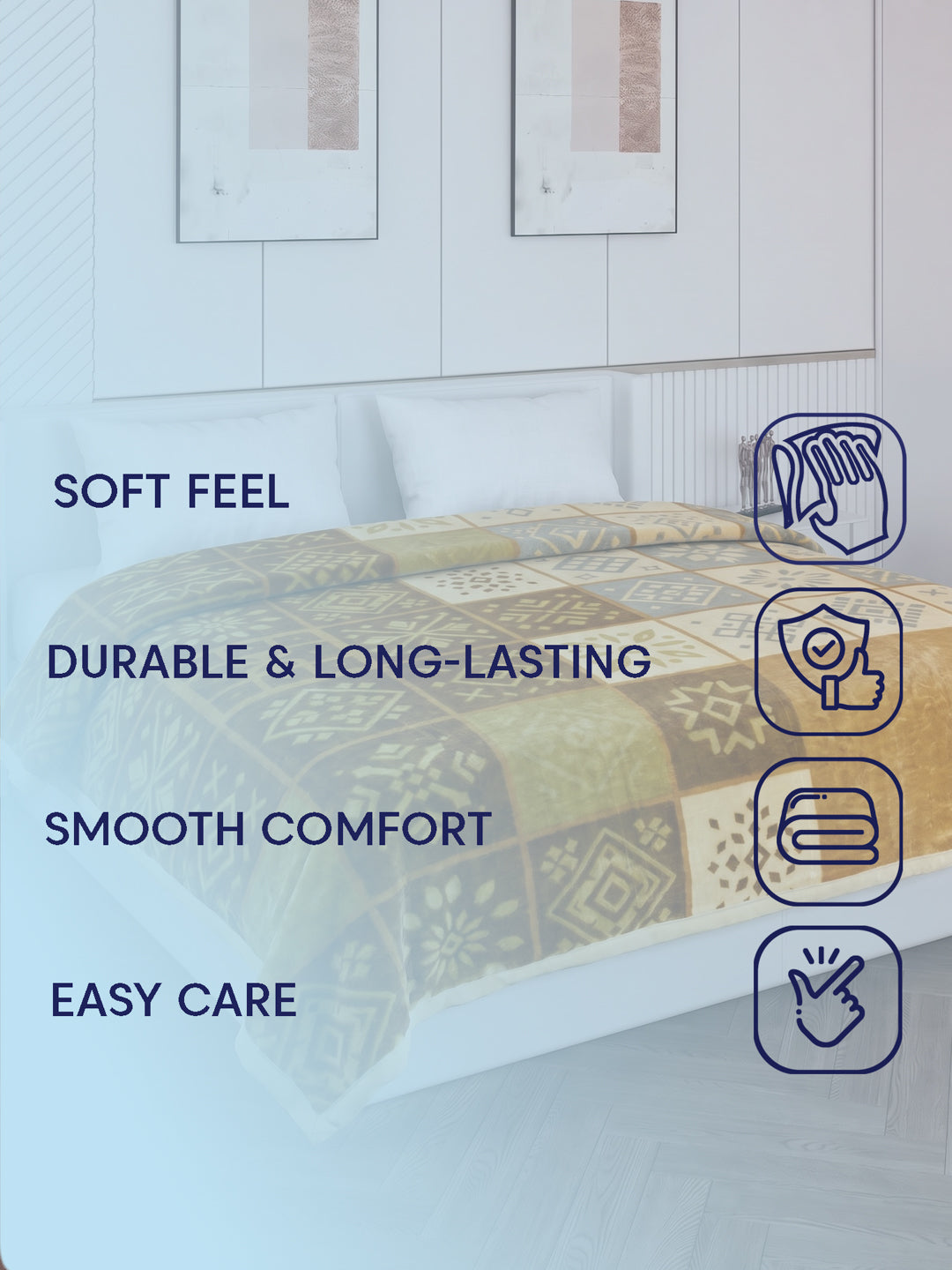 Printed Double Bed 2 Ply 800 GSM Blanket for Winter (Sanganeri), Weight 4.2 kg