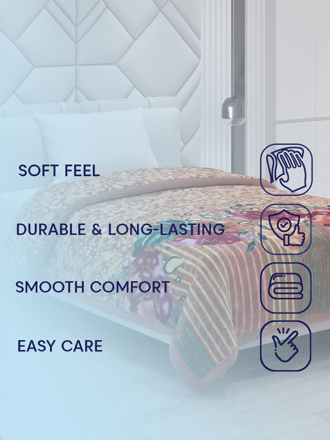 Printed Single Bed 1 Ply 550 GSM Blanket for Winter (Soulmate), Weight 1.7 kg