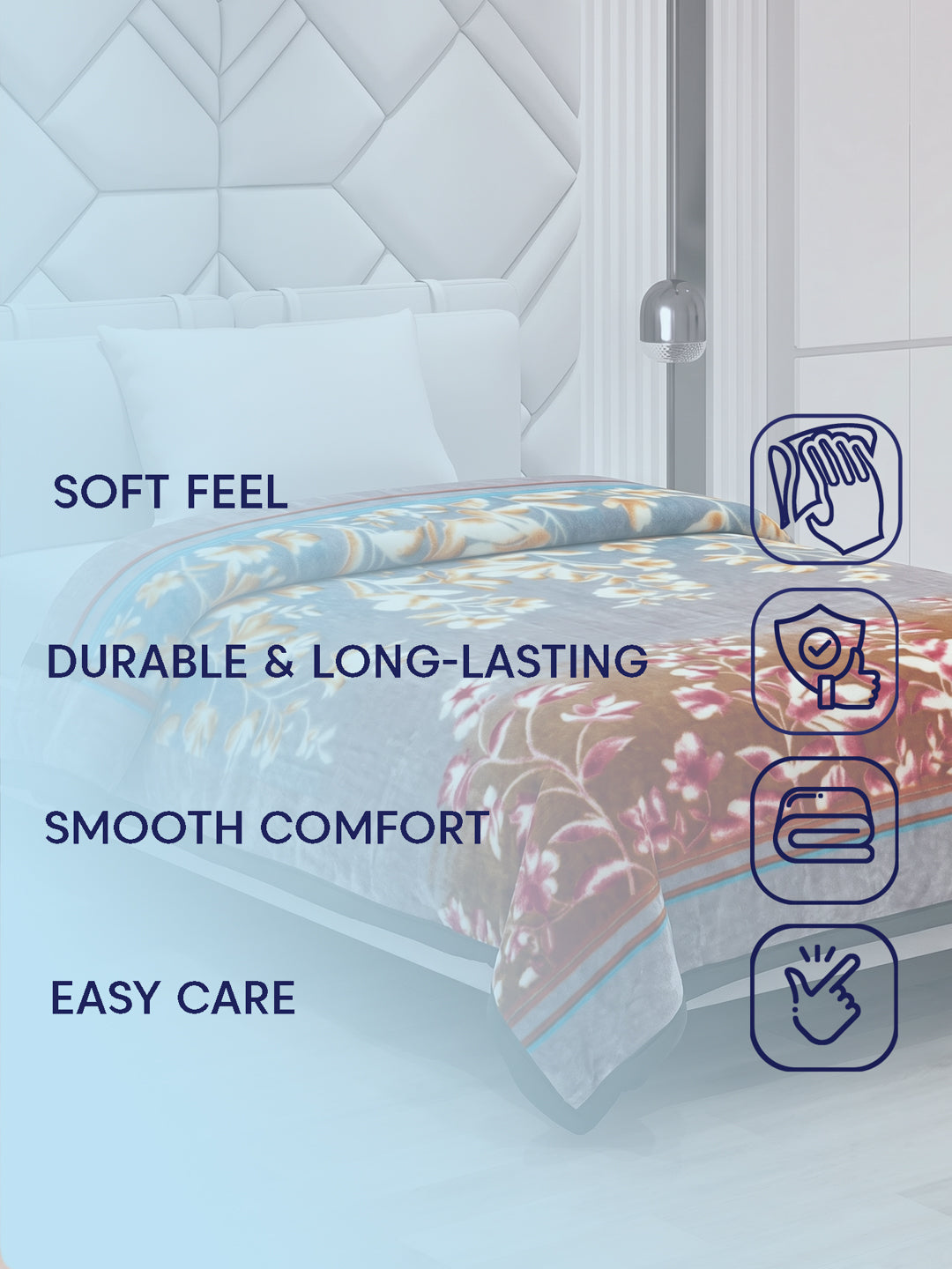 Printed Single Bed 1 Ply 550 GSM Blanket for Winter (Soulmate), Weight 1.7 kg