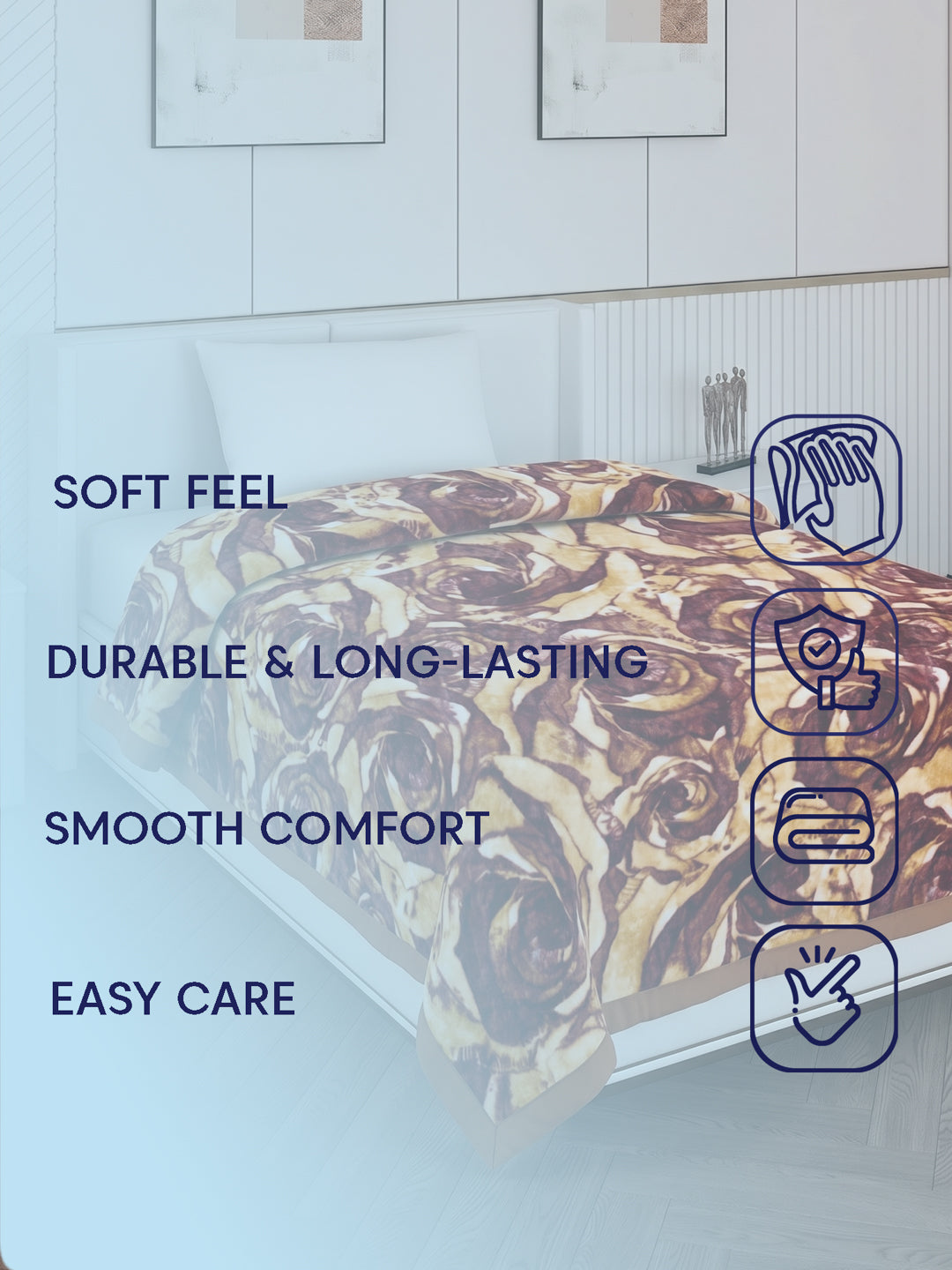 Printed Single Bed 1 Ply 550 GSM Blanket for Winter (Soulmate), Weight 1.7 kg