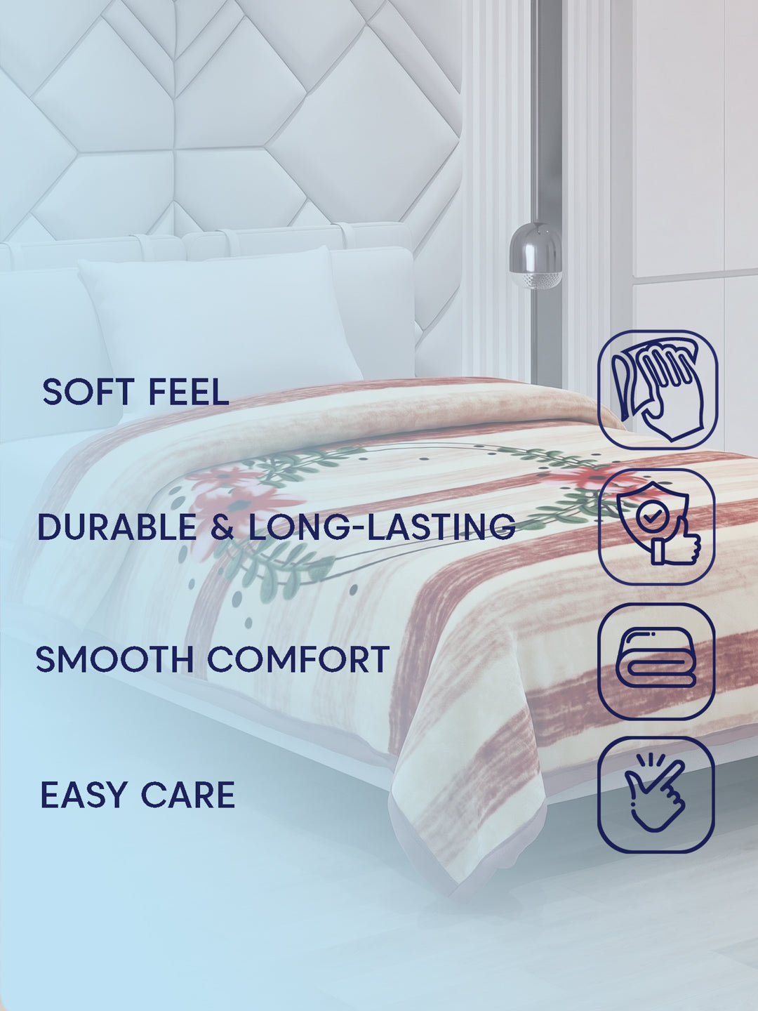 Printed Single Bed 1 Ply 550 GSM Blanket for Winter (Soulmate), Weight 1.7 kg