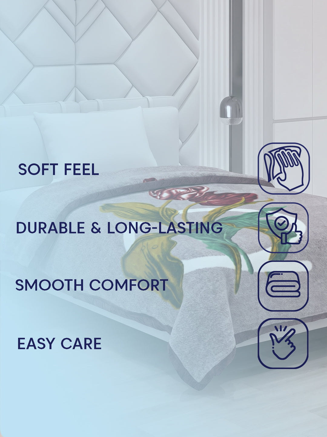 Printed Single Bed 1 Ply 550 GSM Blanket for Winter (Soulmate), Weight 1.7 kg
