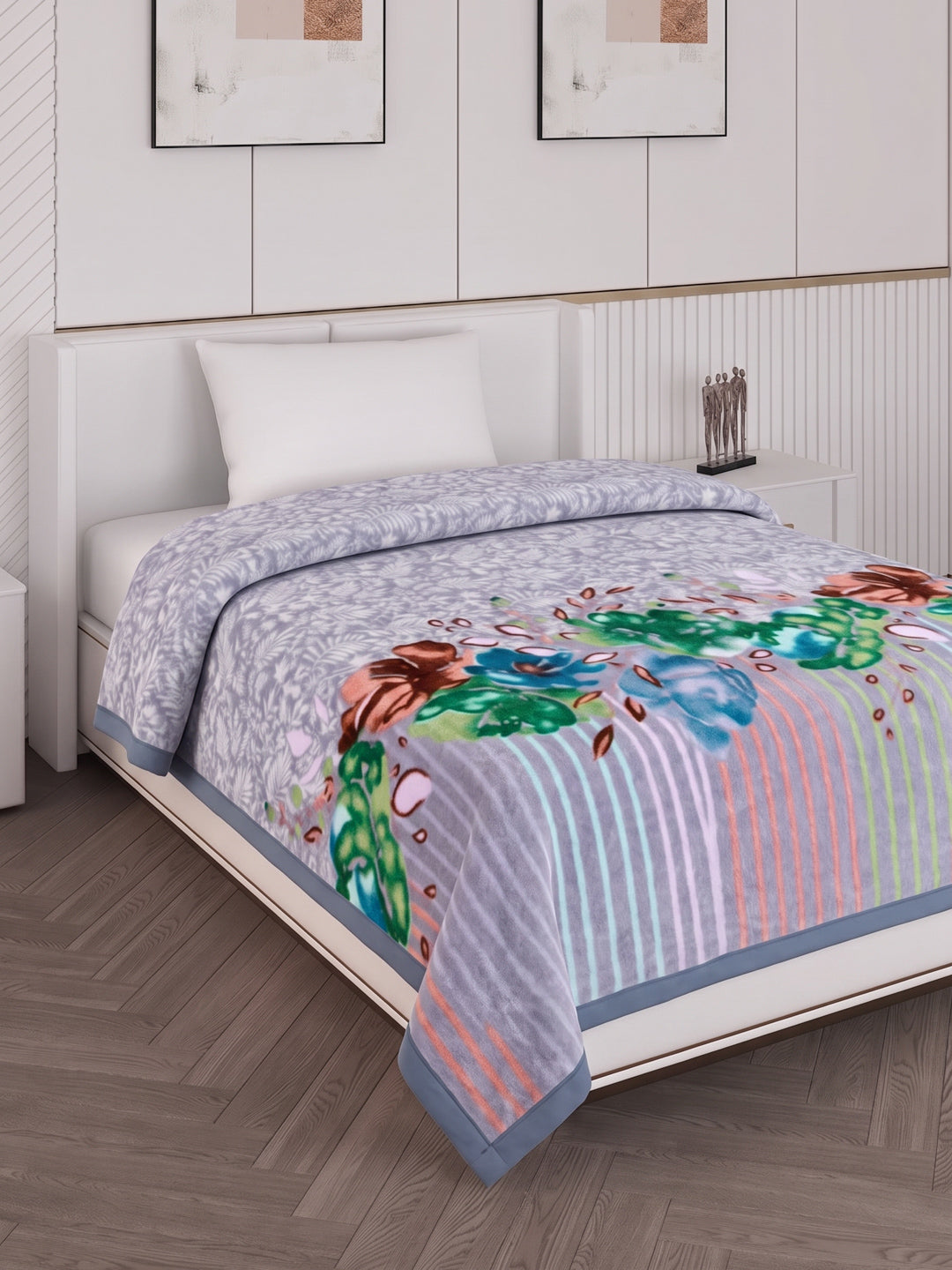 Printed Single Bed 1 Ply 550 GSM Blanket for Winter (Soulmate), Weight 1.7 kg
