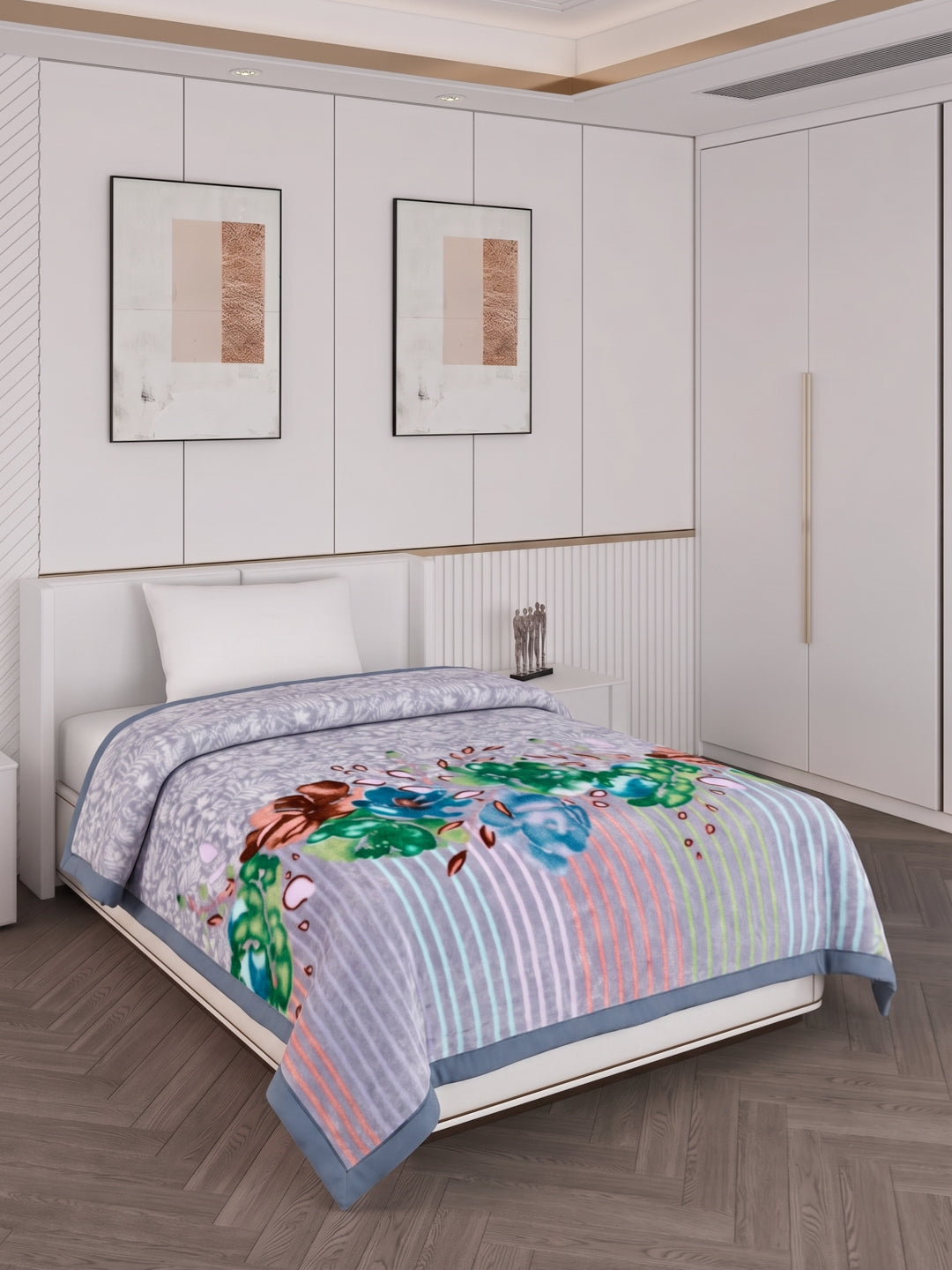Printed Single Bed 1 Ply 550 GSM Blanket for Winter (Soulmate), Weight 1.7 kg