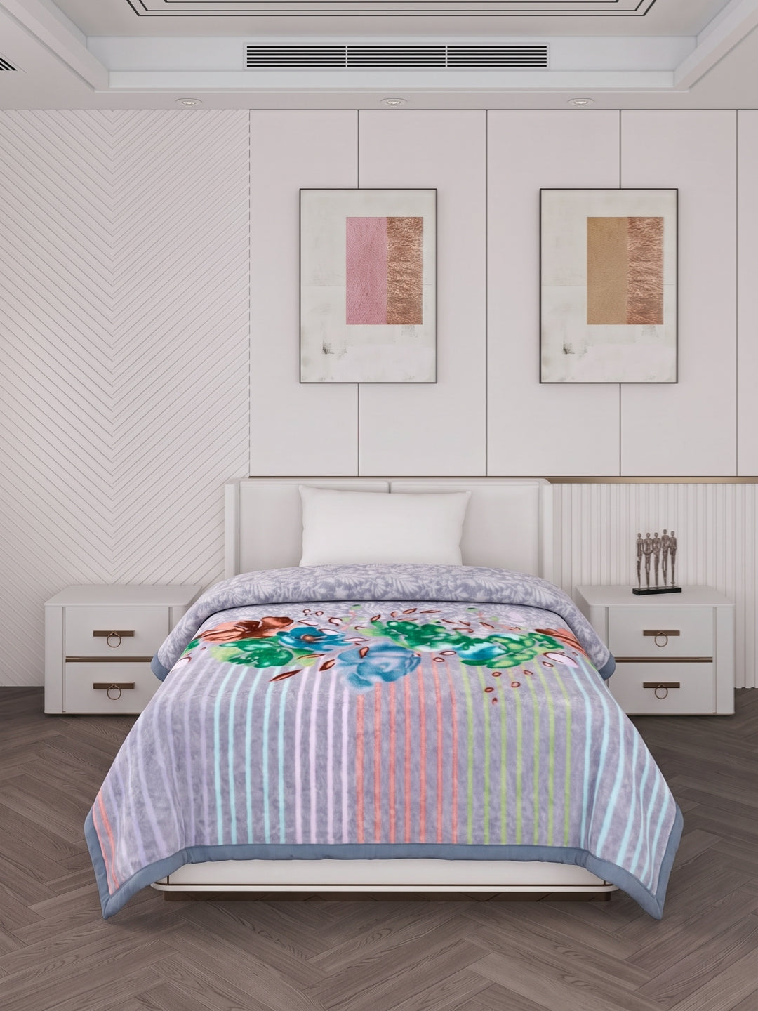 Printed Single Bed 1 Ply 550 GSM Blanket for Winter (Soulmate), Weight 1.7 kg