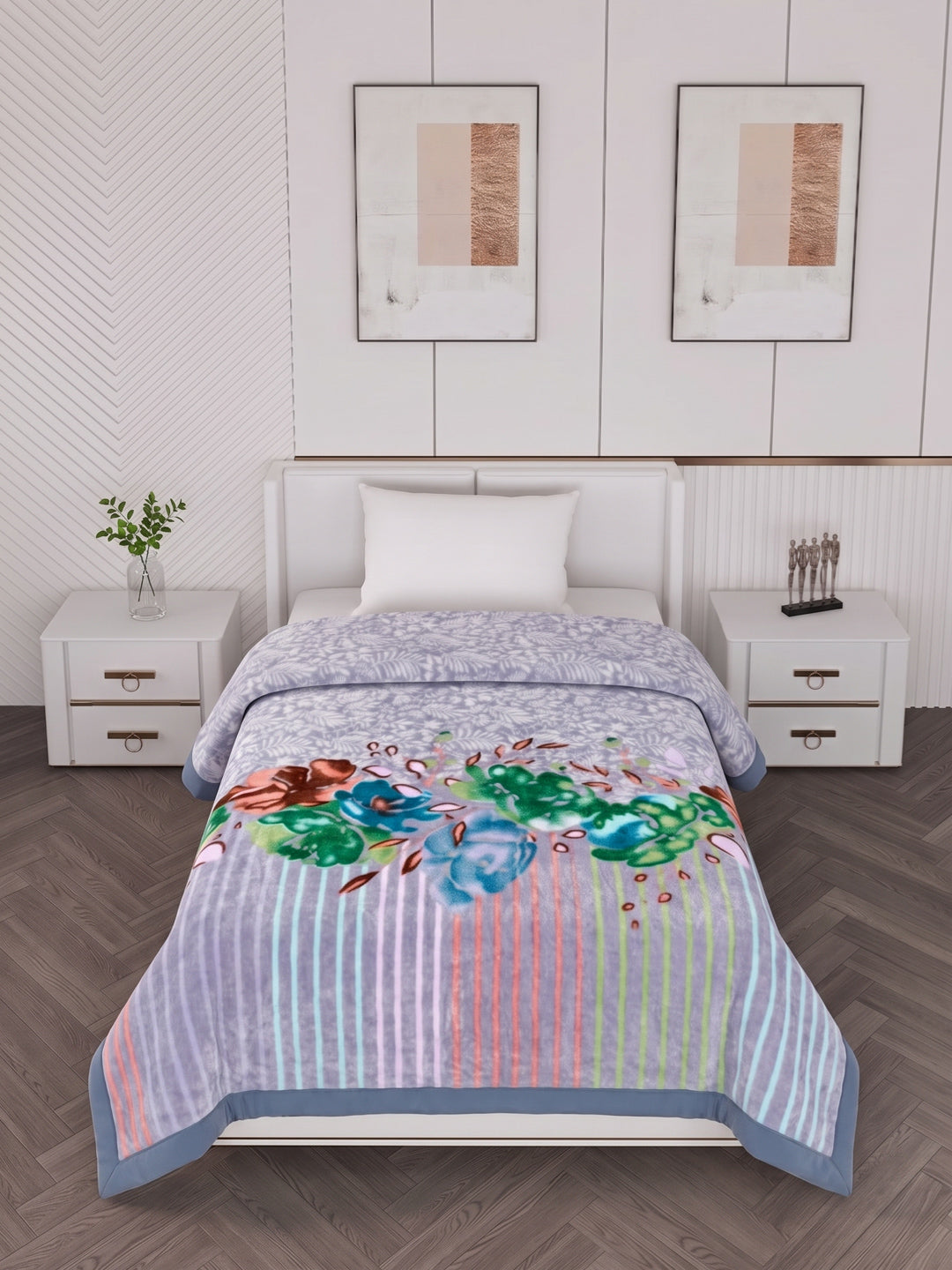 Printed Single Bed 1 Ply 550 GSM Blanket for Winter (Soulmate), Weight 1.7 kg