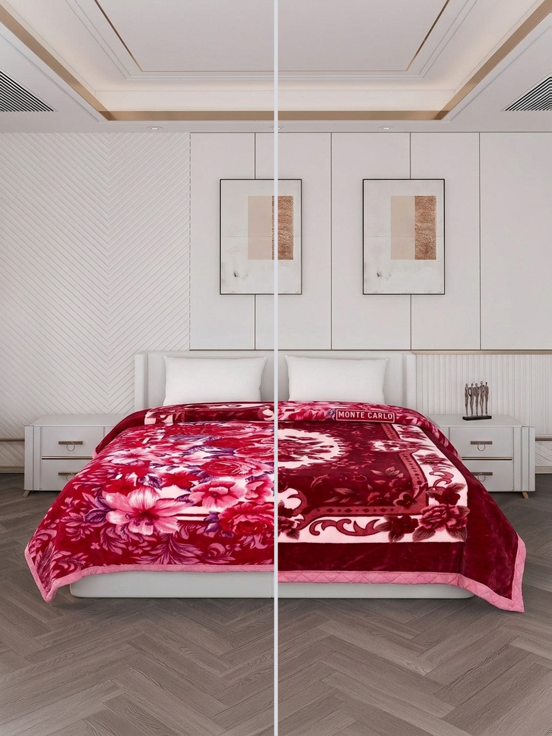 Floral Print Double Bed 2 Ply 750 GSM Blanket for Winter (Super Star), Weight 4 kg