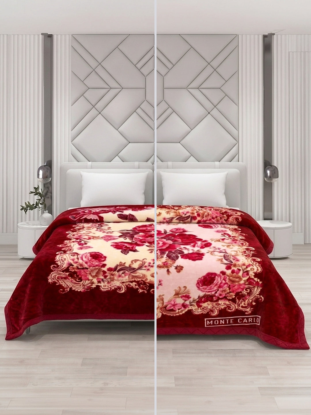 Floral Print Double Bed 2 Ply 750 GSM Blanket for Winter (Super Star), Weight 4 kg